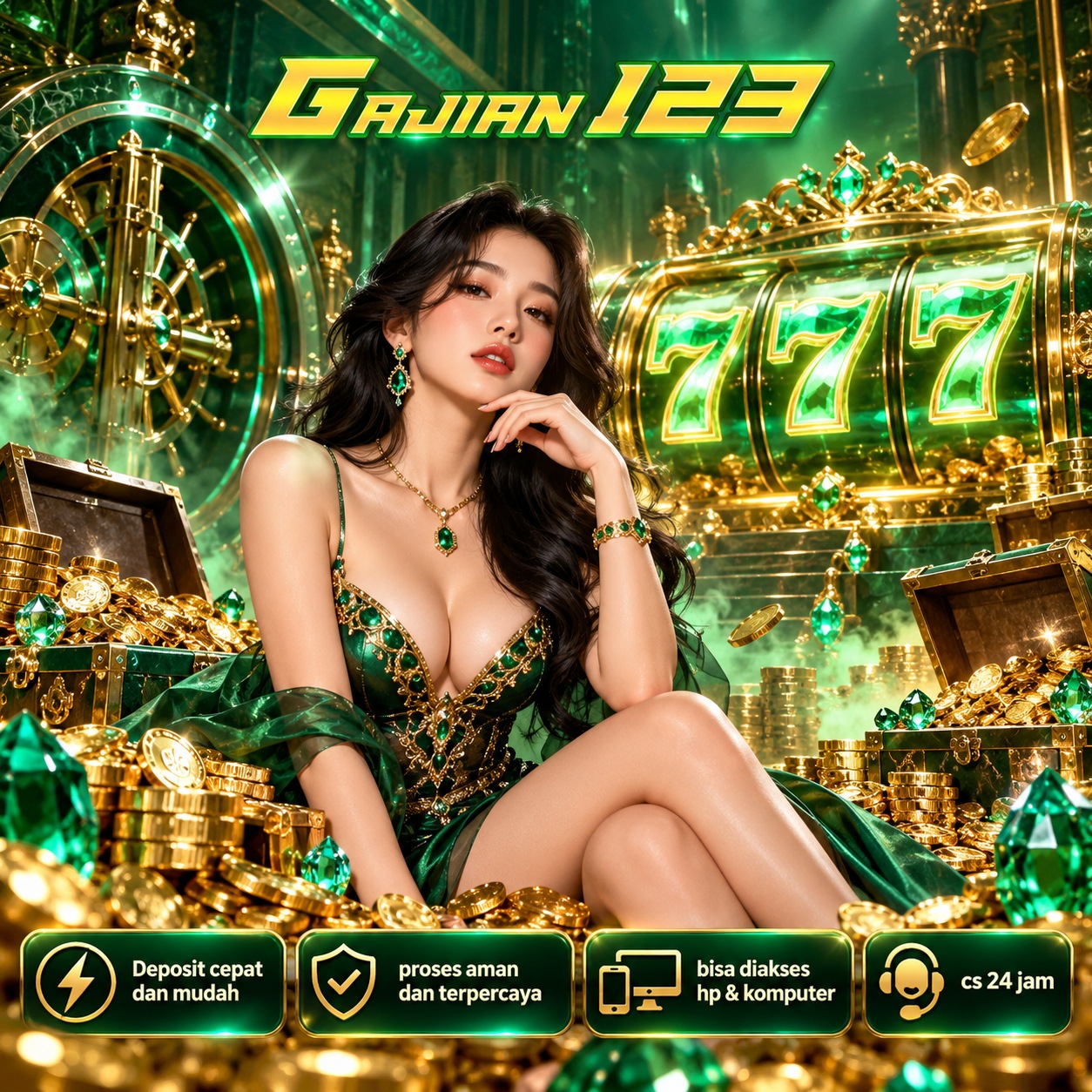 Banner GAJIAN123 SEGAR bertema hiburan digital